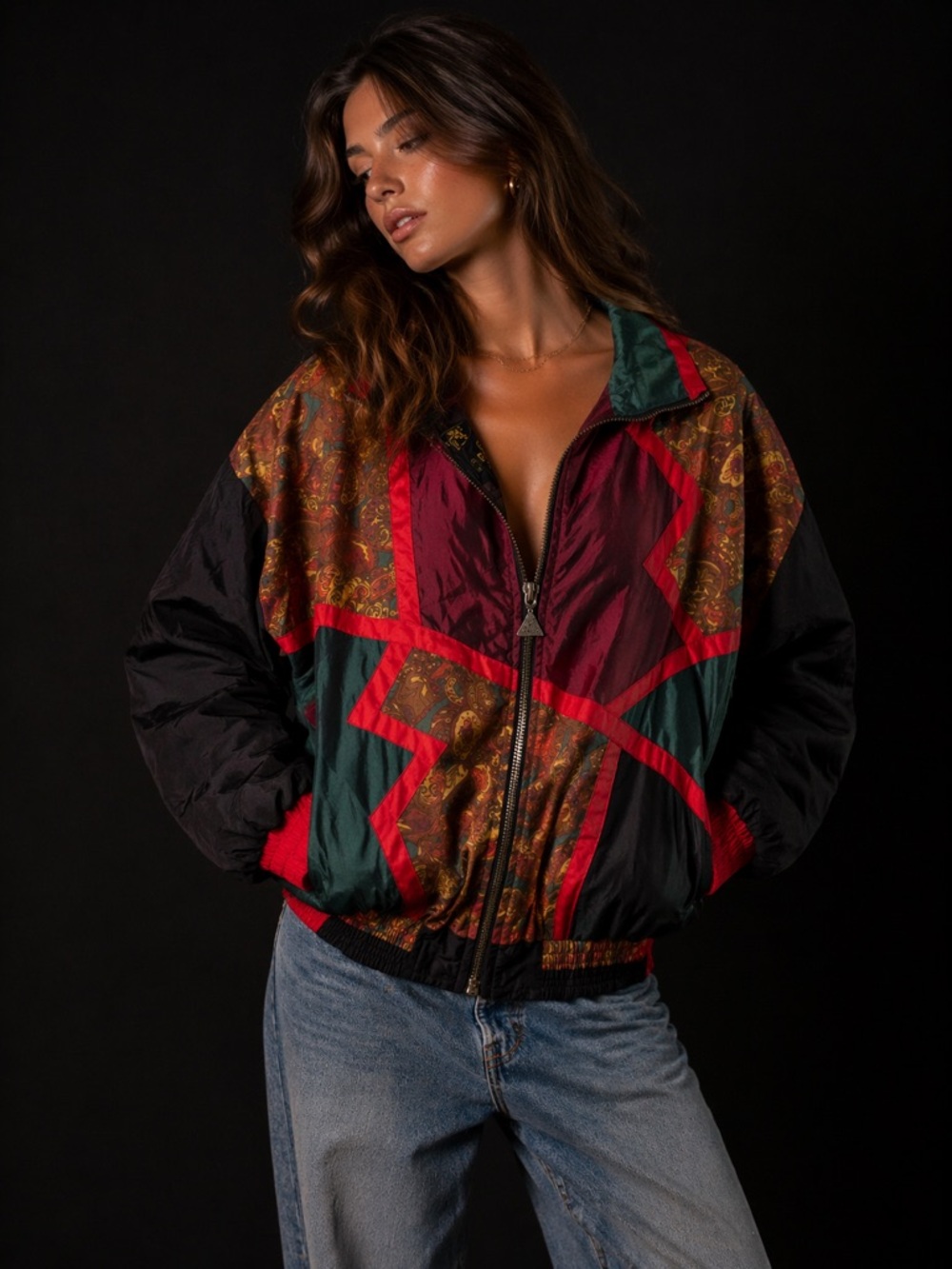 Vintage 90s-era windbreaker Bomber Jacket by Casual Isle - Size SMALL